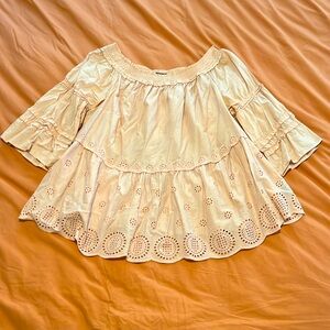 Peach Peasant off the shoulder top - size 14